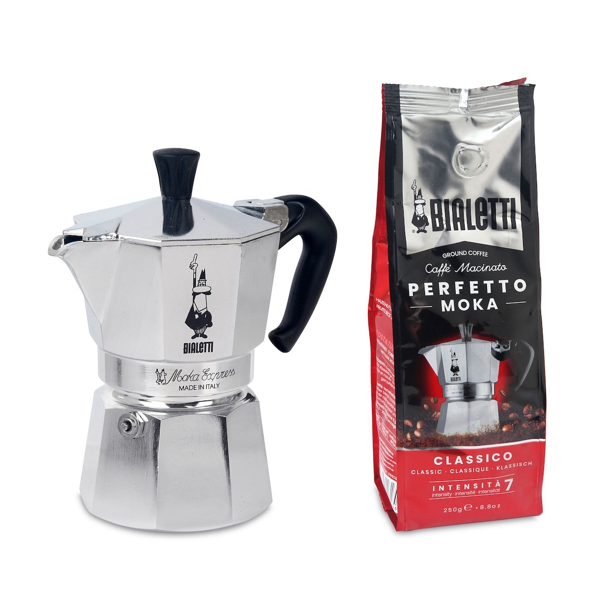 BIALETTI 3Cup Moka + 250g Powder-Classico Set