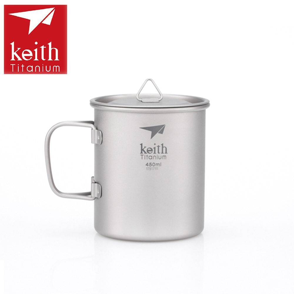 Keith 鎧斯 純鈦環保折疊水杯附杯蓋 450ml 鈦杯/登山露營 52KEITI3204
