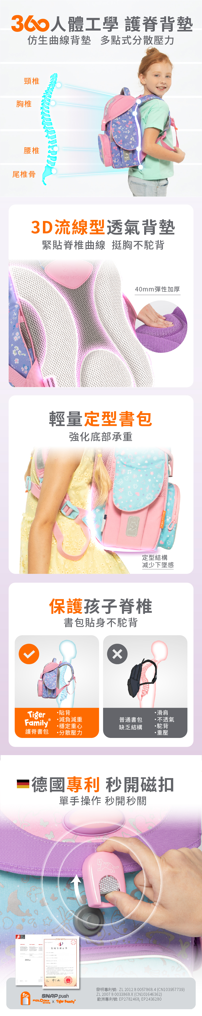Tiger Family - 小學者超輕量護脊書包-粉格小貓(歐款)-(贈品：聯名款文具2件(鉛筆盒+便當袋)-水晶慶典+註冊送課程券)-花色送完以其他樣式替代 不另行通知