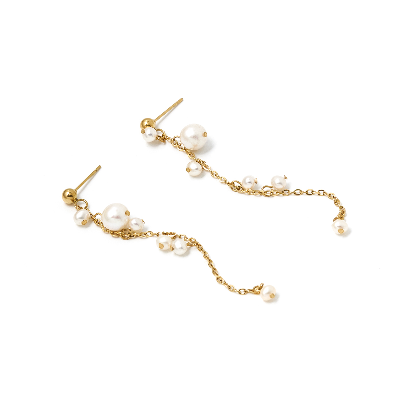 鈦鋼,珍珠,垂墜耳環