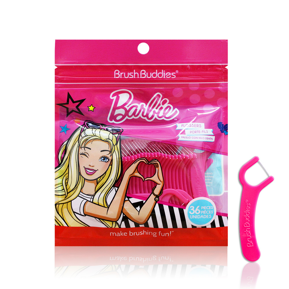 【美國熱銷卡通】Barbie 兒童牙線棒36入