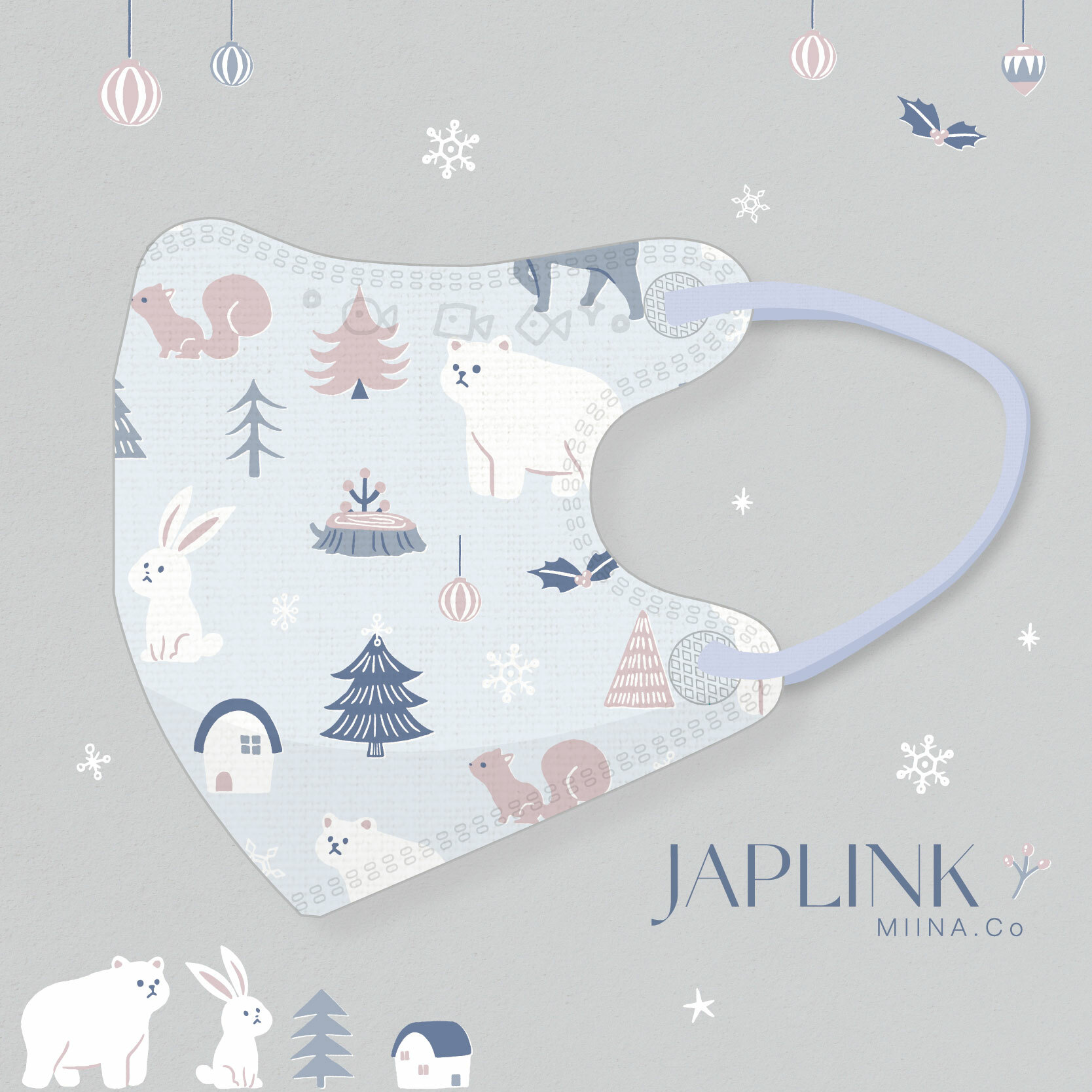 JAPLINK【 VXS 0~3歲 】3D 立體幼童口罩 / 小北極熊