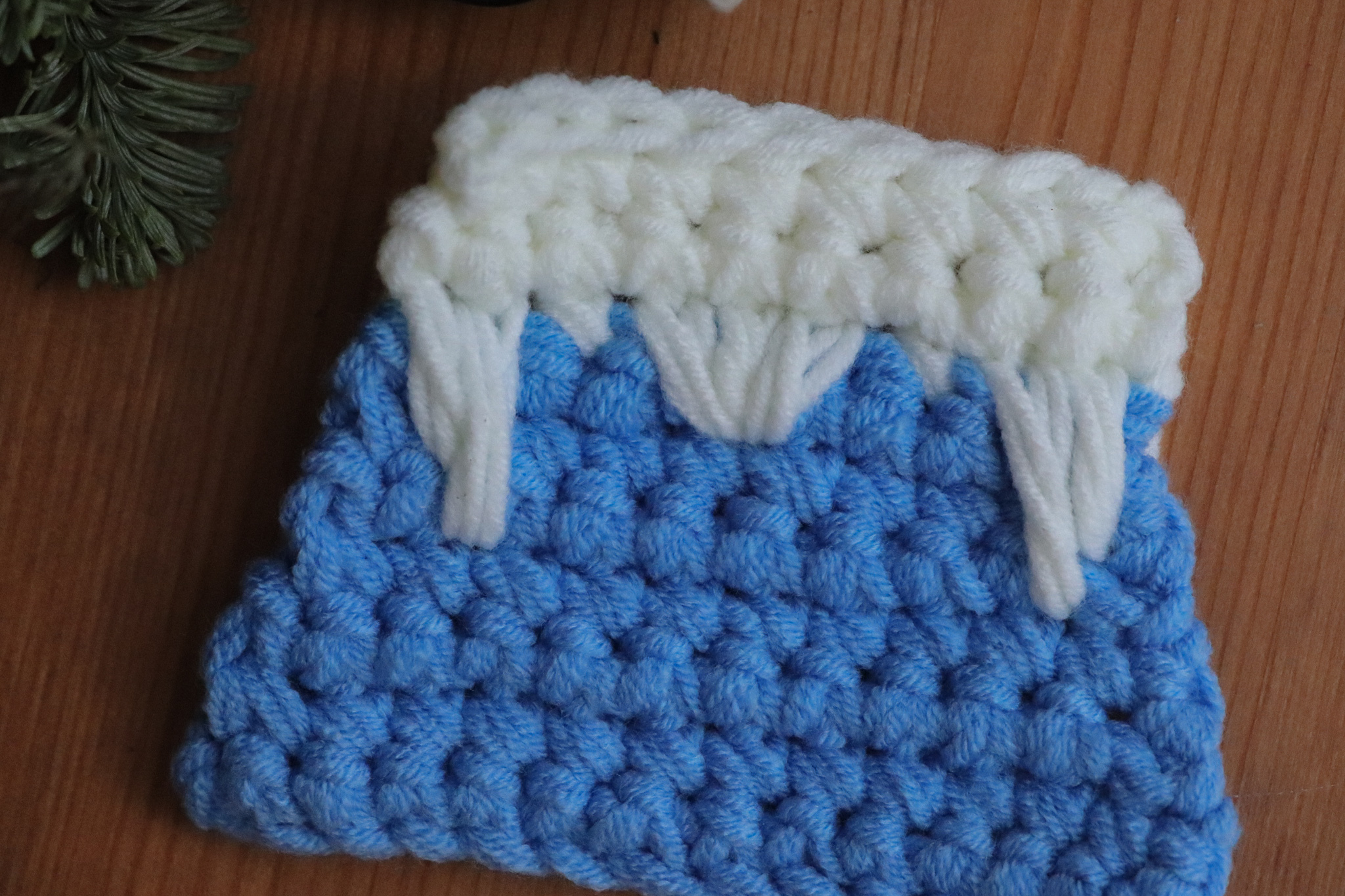 手工鉤織 牛奶棉 富士山 造型杯墊