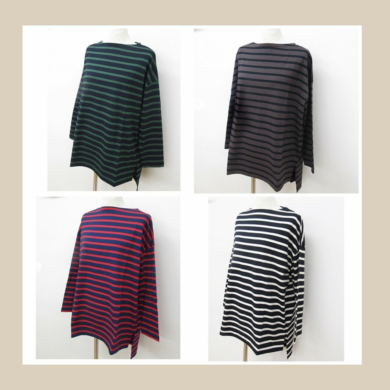 法式長版橫條上衣