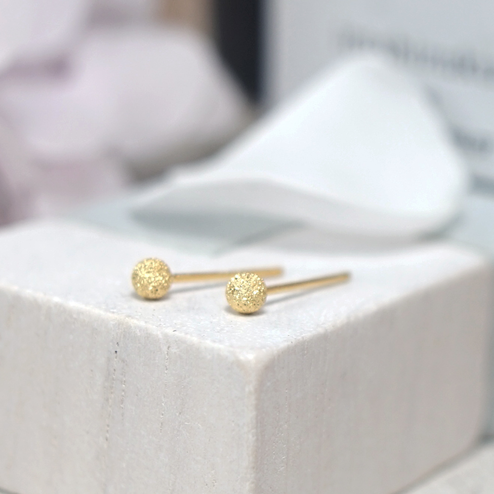 極簡銀珠耳環 3mm 霧砂質感 三色 925純銀針式耳環