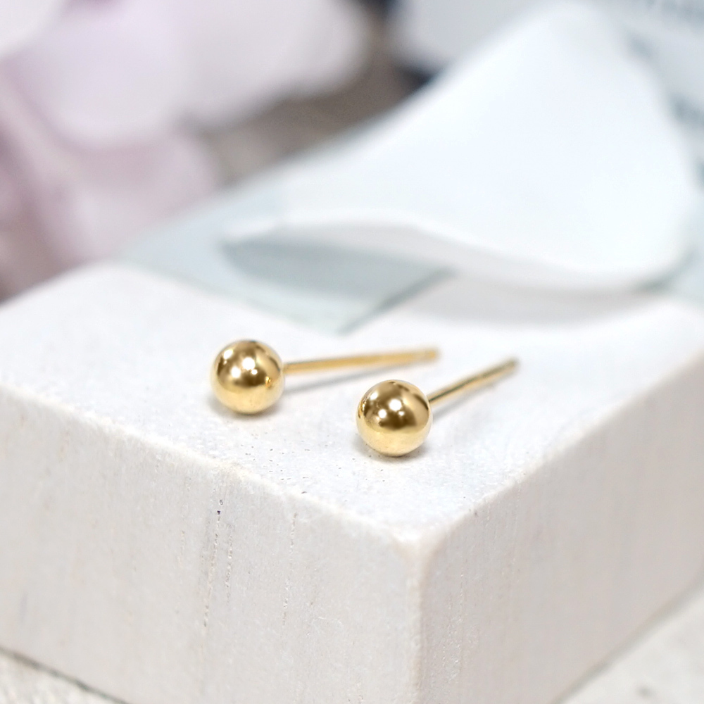 極簡銀珠耳環 4mm 亮面質感 三色 925純銀針式耳環