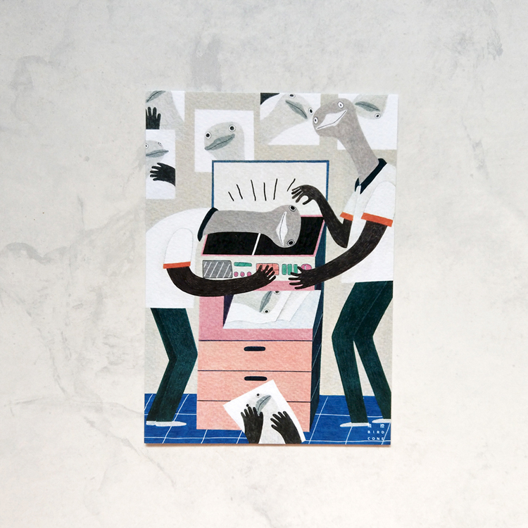 鳥控 bird cone｜明信片｜失控的鴕鳥影印機