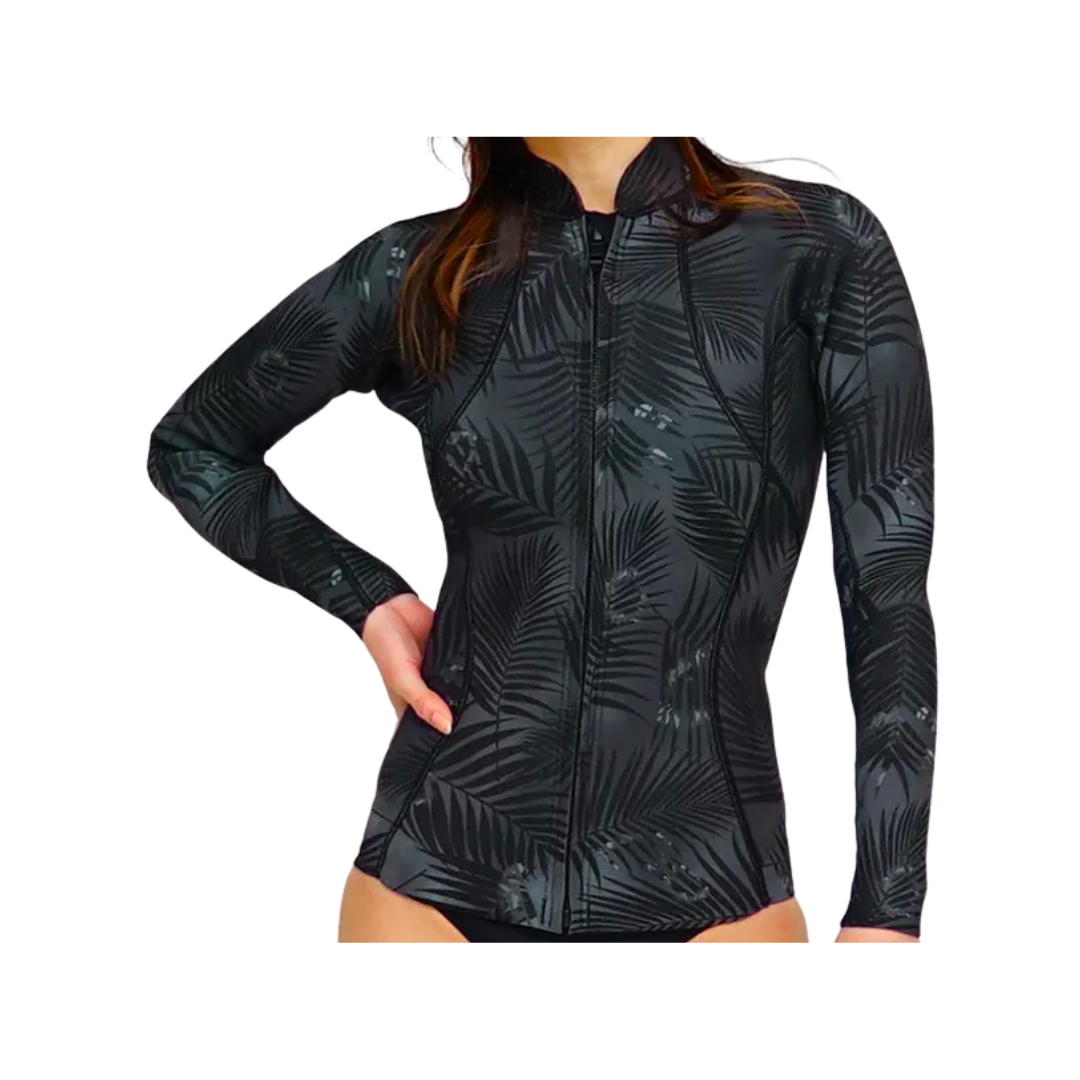 HeleiWaho 2mm女款 拉鍊防寒上衣(全棕櫚葉) @