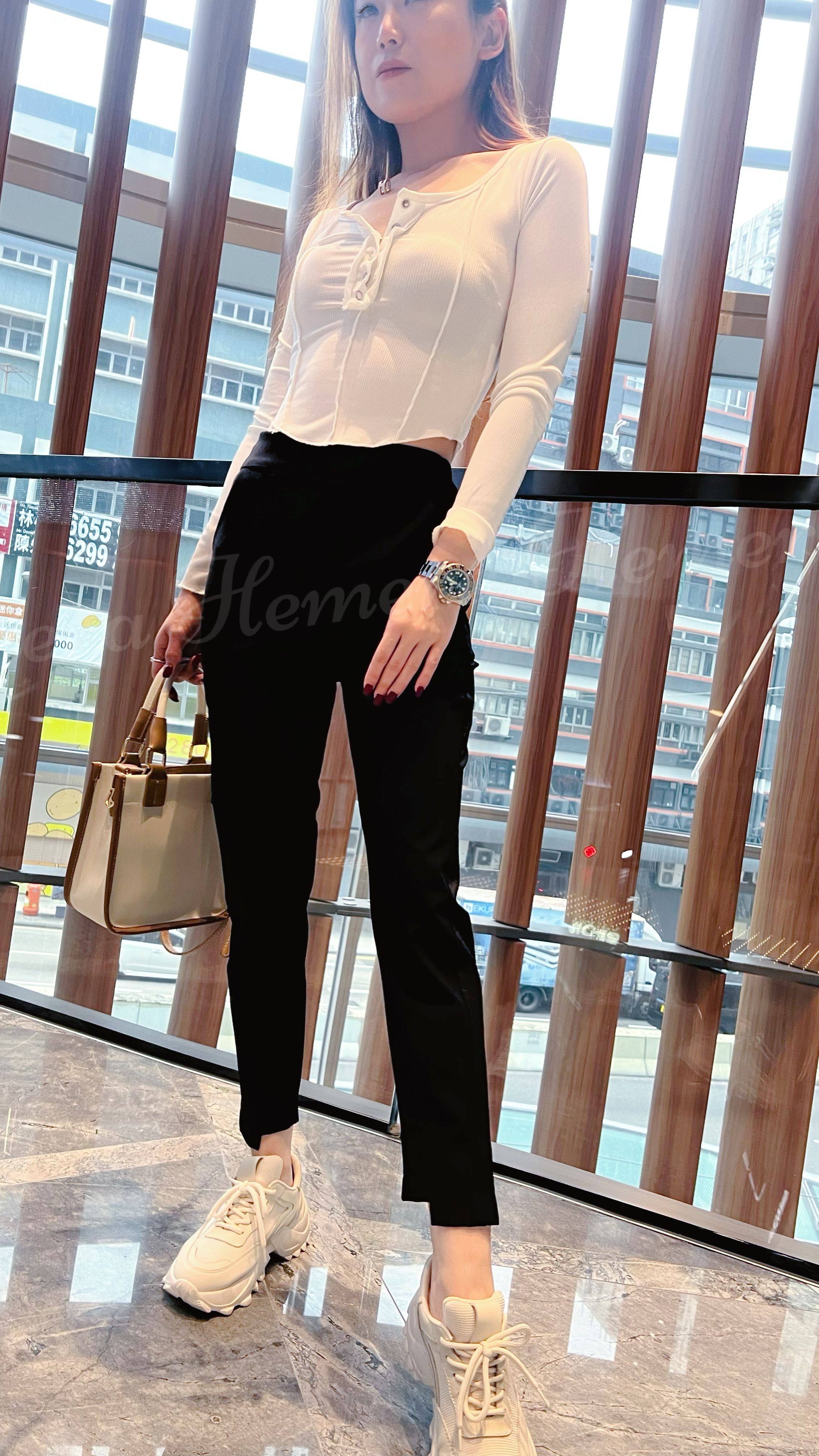 寵粉系列: PT22W1242 超顯瘦不規則褲腳西褲料下身