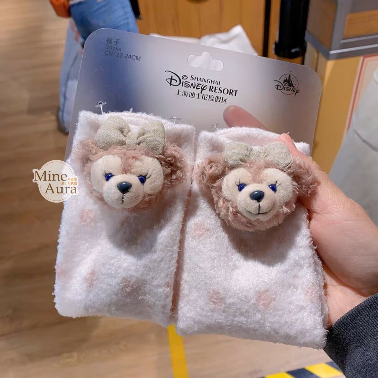雪莉玫 ShellieMay 絨毛大頭 造型 襪 -上海迪士尼樂園