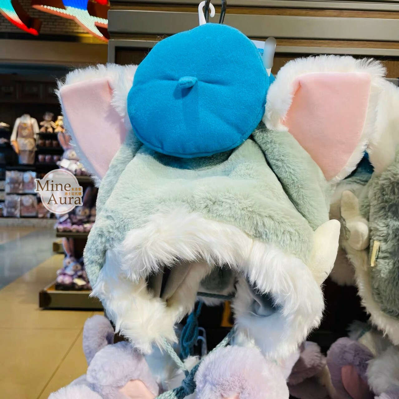 傑拉托尼 畫家貓 Gelatoni 絨毛 立體耳朵 毛球綁帶 造型 帽 -上海迪士尼樂園