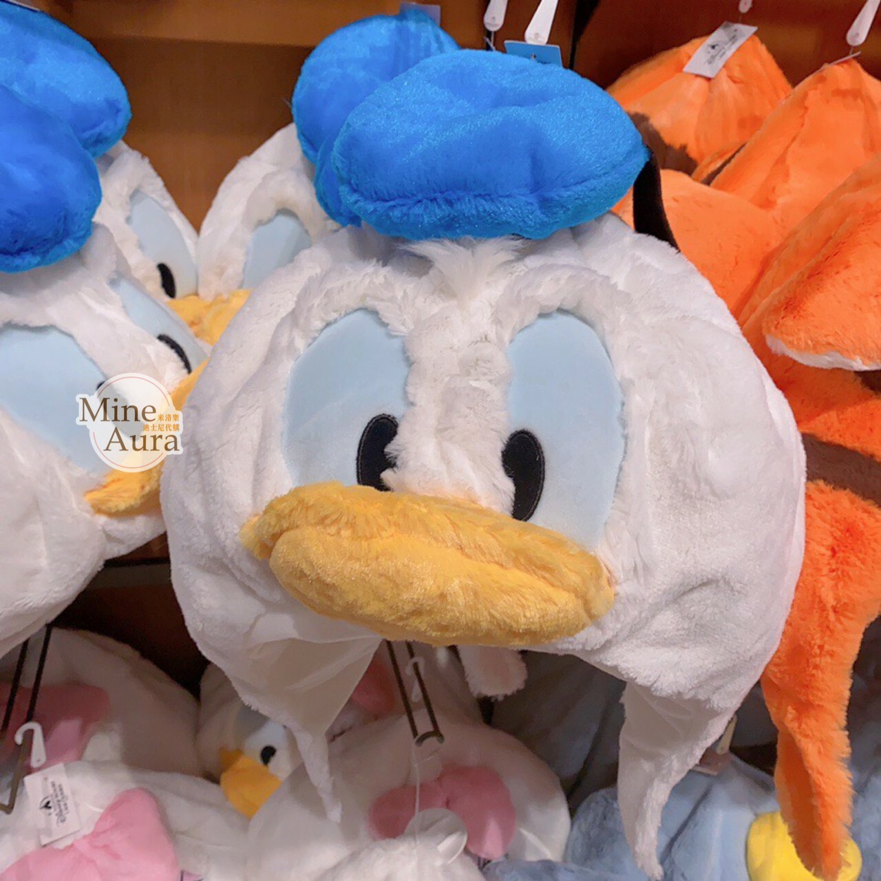 唐老鴨 Donald 絨毛大頭 造型 頭套 保暖 帽子 -上海迪士尼樂園