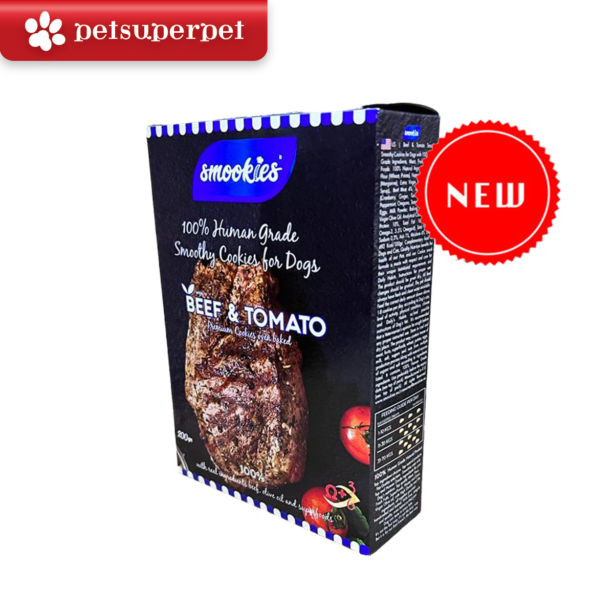 Smookies - 牛肉&蕃茄味寵物曲奇餅 200g    (該產品主要為狗零食)
