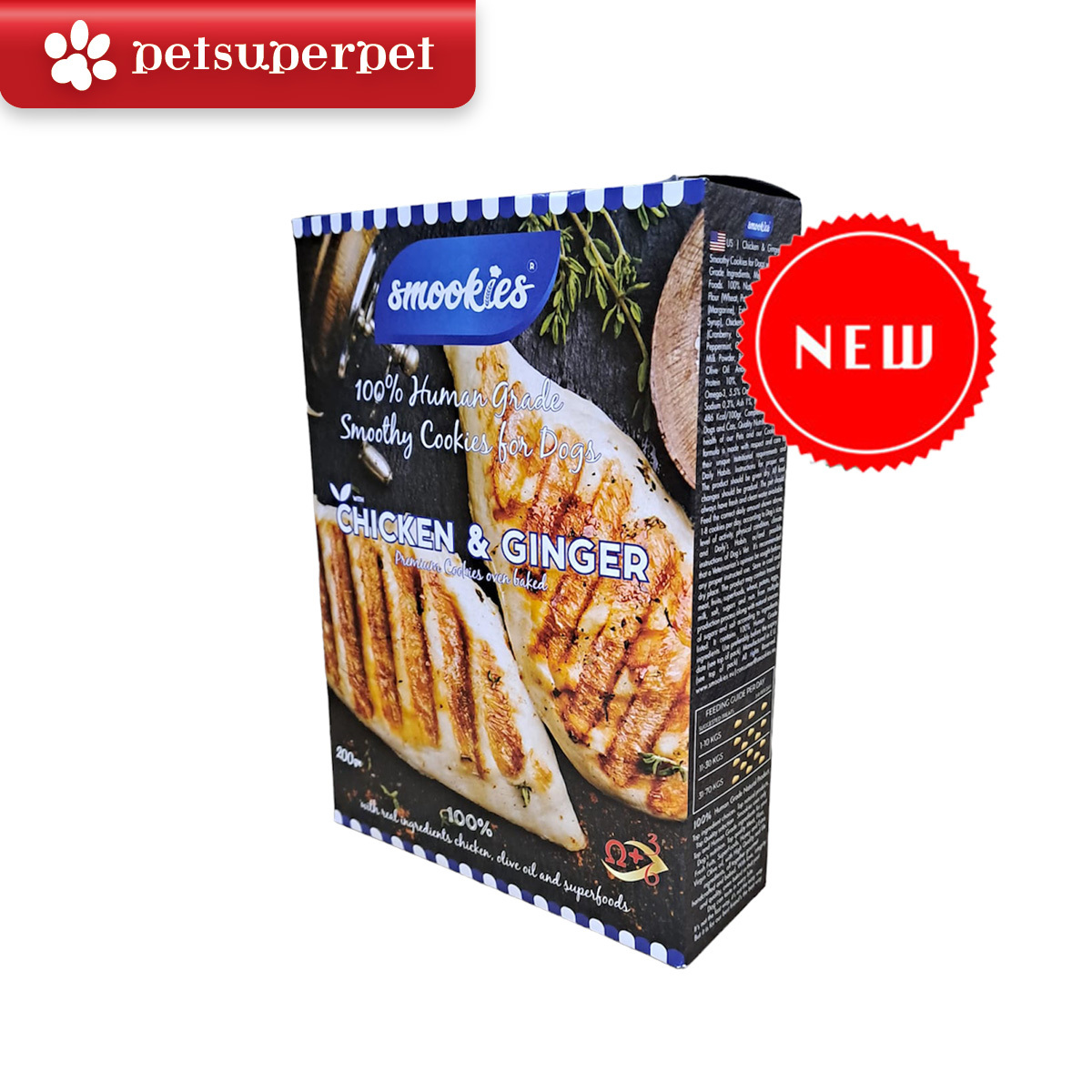 Smookies - 雞肉&薑味寵物曲奇餅 200g (該產品主要為狗零食)