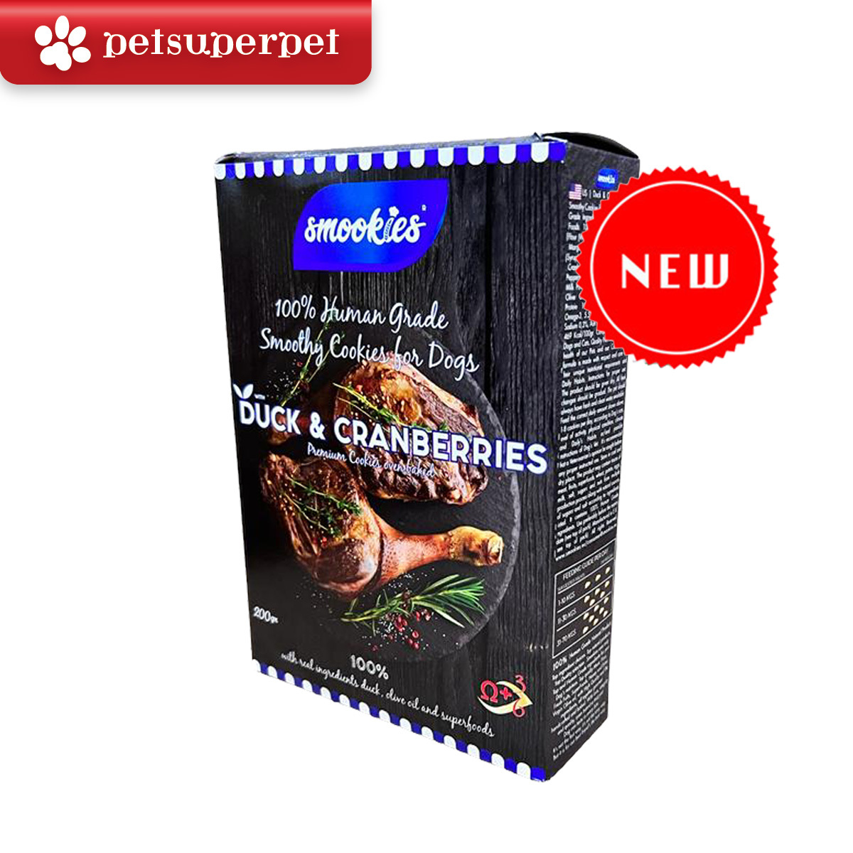 Smookies - 鴨肉&蔓越莓味 狗狗曲奇餅 200g (該產品主要為狗零食)