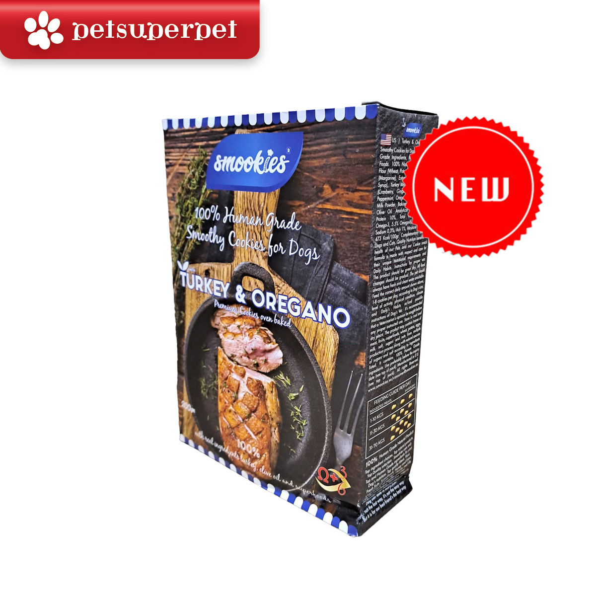 Smookies - 火雞肉&牛至味寵物曲奇餅 200g   (該產品主要為狗零食)