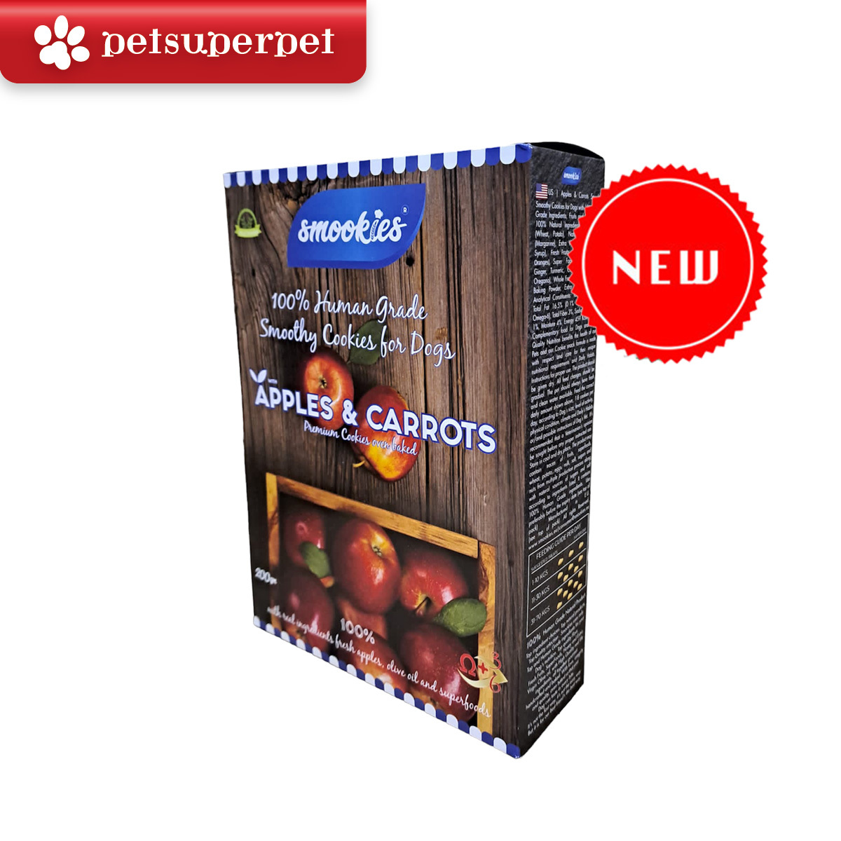 Smookies - 蘋果&紅蘿蔔味寵物曲奇餅 200g    (該產品主要為狗零食)