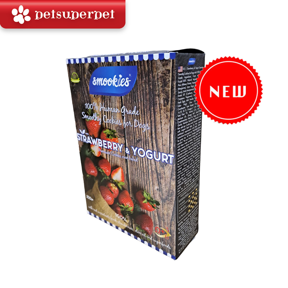 Smookies - 士多啤梨&乳酪味寵物曲奇餅 200g  ( 該產品主要為狗零食)