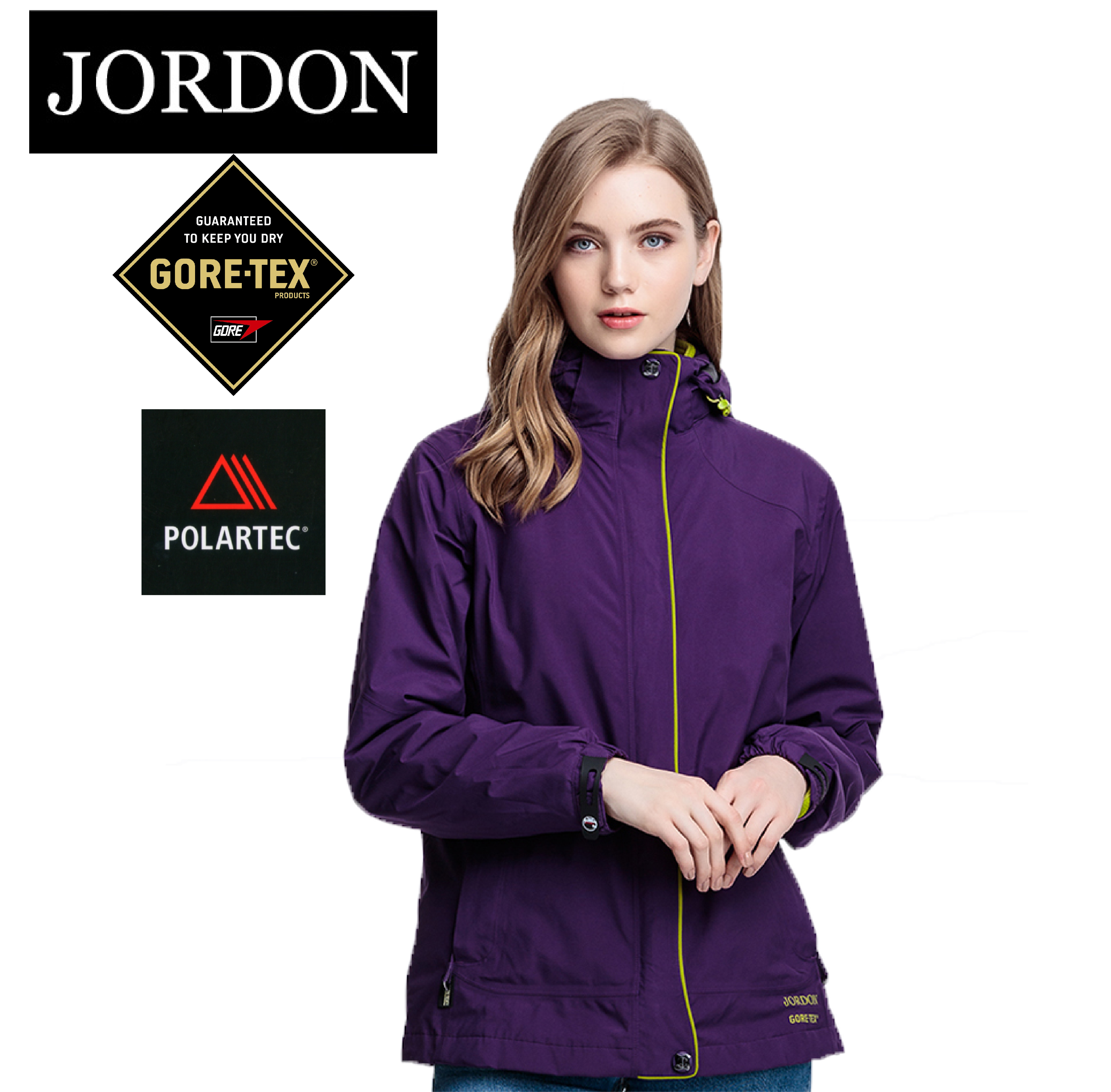JORDON 橋登 1122 GORE-TEX+POLARTEC超輕外套 女款 深紫 防風防水/登山戶外 06JW1122