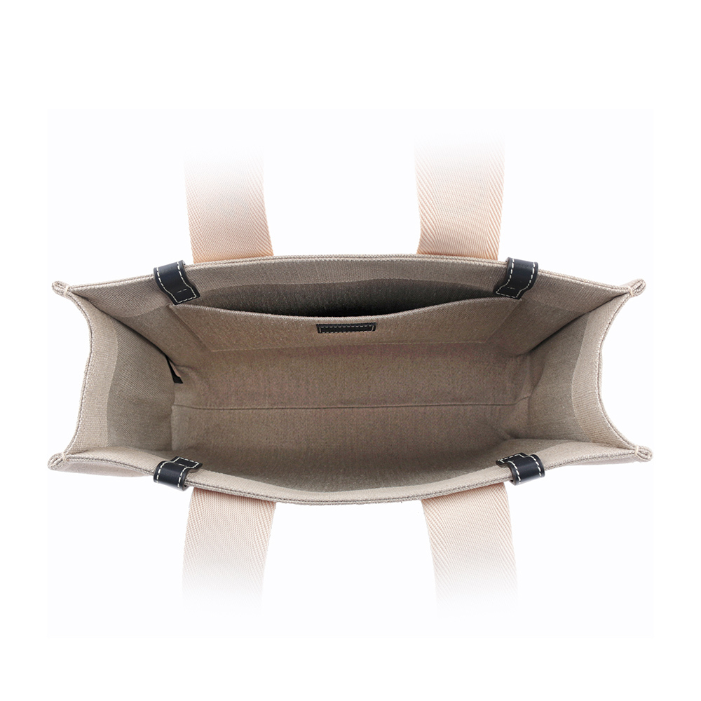 【CHLOE'】Woody 亞麻帆布拼牛皮托特包(中款)(藍色)