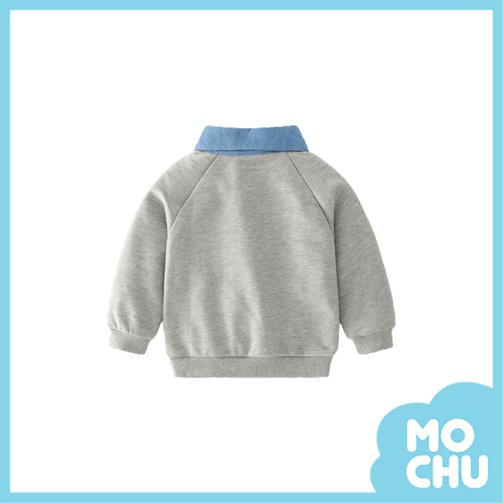 刺繡SMILE牛仔襯衫領衛衣