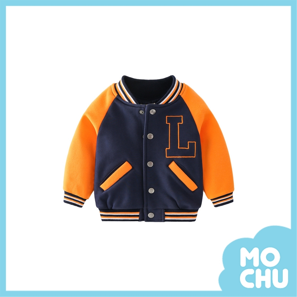 藏青色字母L刺繡棒球外套