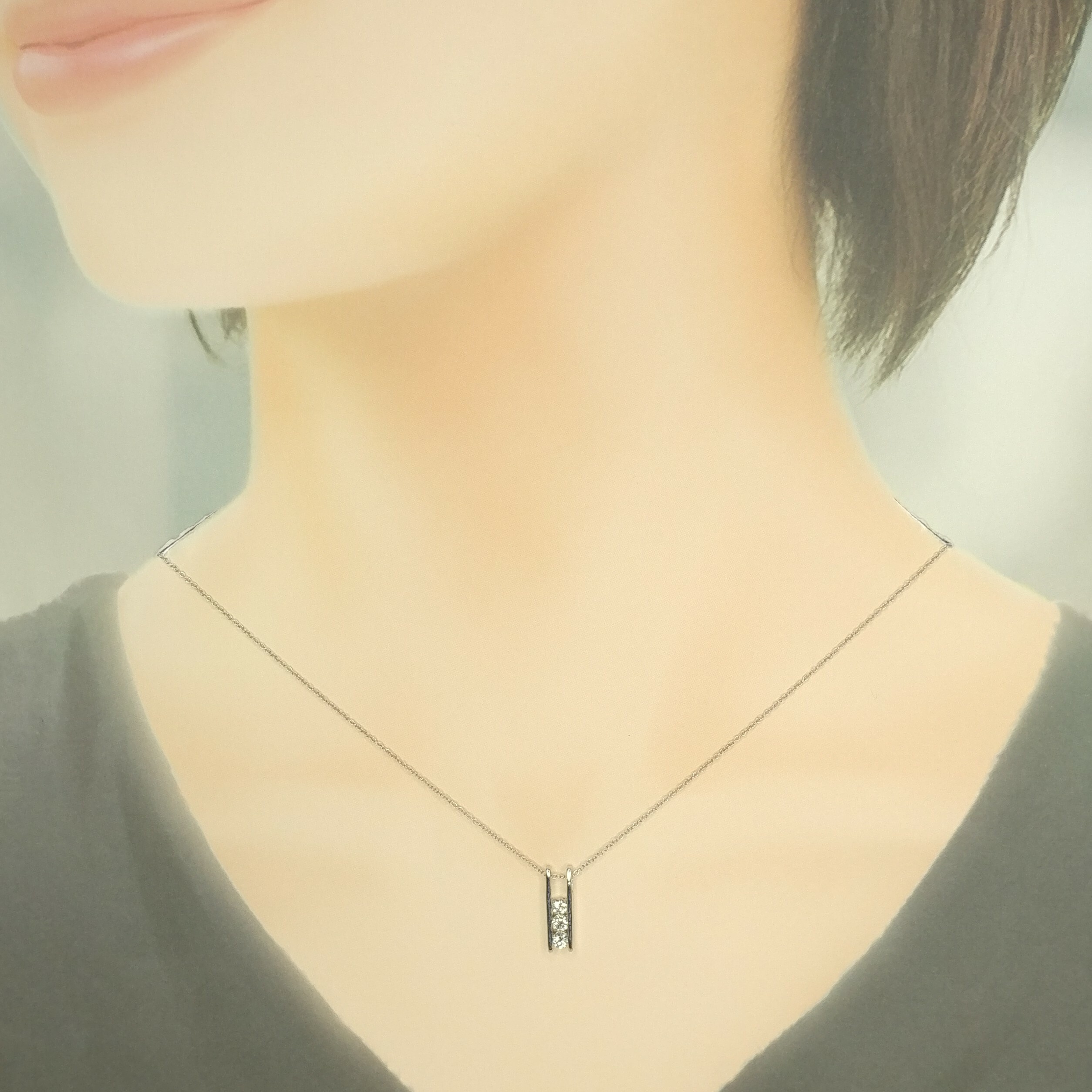 全新18K白金27份鑽石吊墜