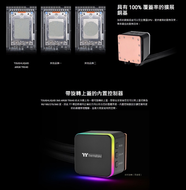米特3C數位–曜越 TOUGHLIQUID 360 ARGB TRX40 一體式散熱器/CL-W336-PL12GM-A