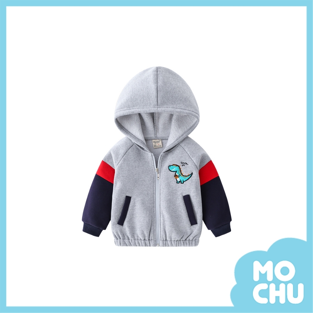 酷恐龍灰拼袖連帽外套