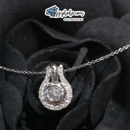 全新18K白金【單粒25份鑽石】配小鑽共35份鑽石吊墜