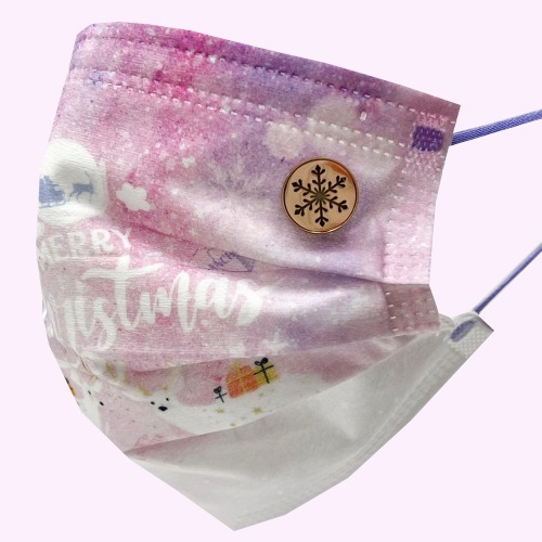 15mm 雪花 圖案香薰扣 香精油釦 精油飾物 口罩/衣領適用 磁石釦 口罩香薰夾 (玫瑰金色)(連12片顏色隨機的可重用棉片)(隨機送上口罩3片)