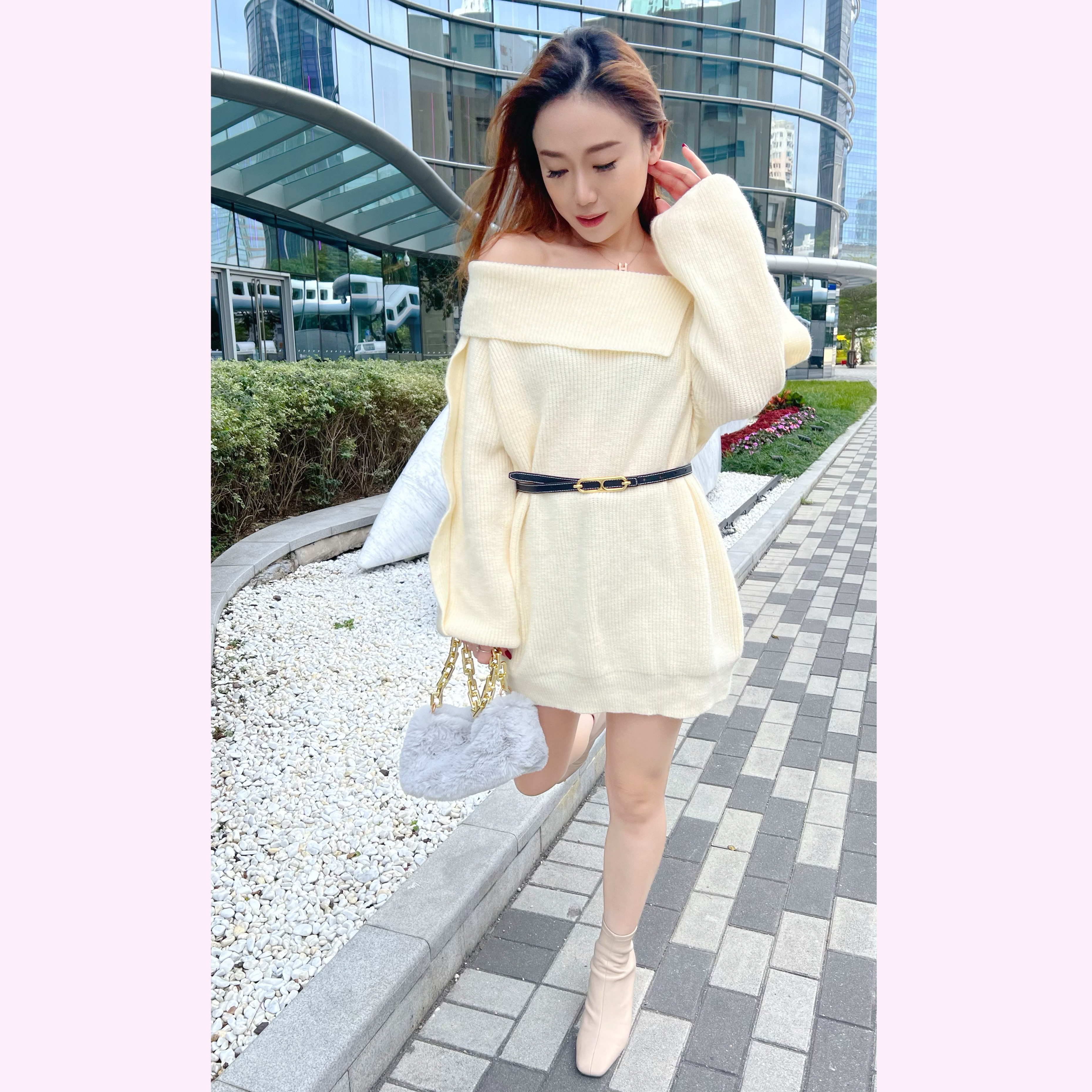 DR22W1232 一字膊顯瘦連身裙