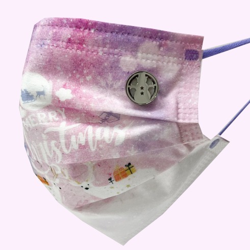 15mm 雪人 圖案香薰扣 香精油釦 精油飾物 口罩/衣領適用 磁石釦 口罩香薰夾 (白金銀色)(連12片顏色隨機的可重用棉片)(隨機送上口罩3片)