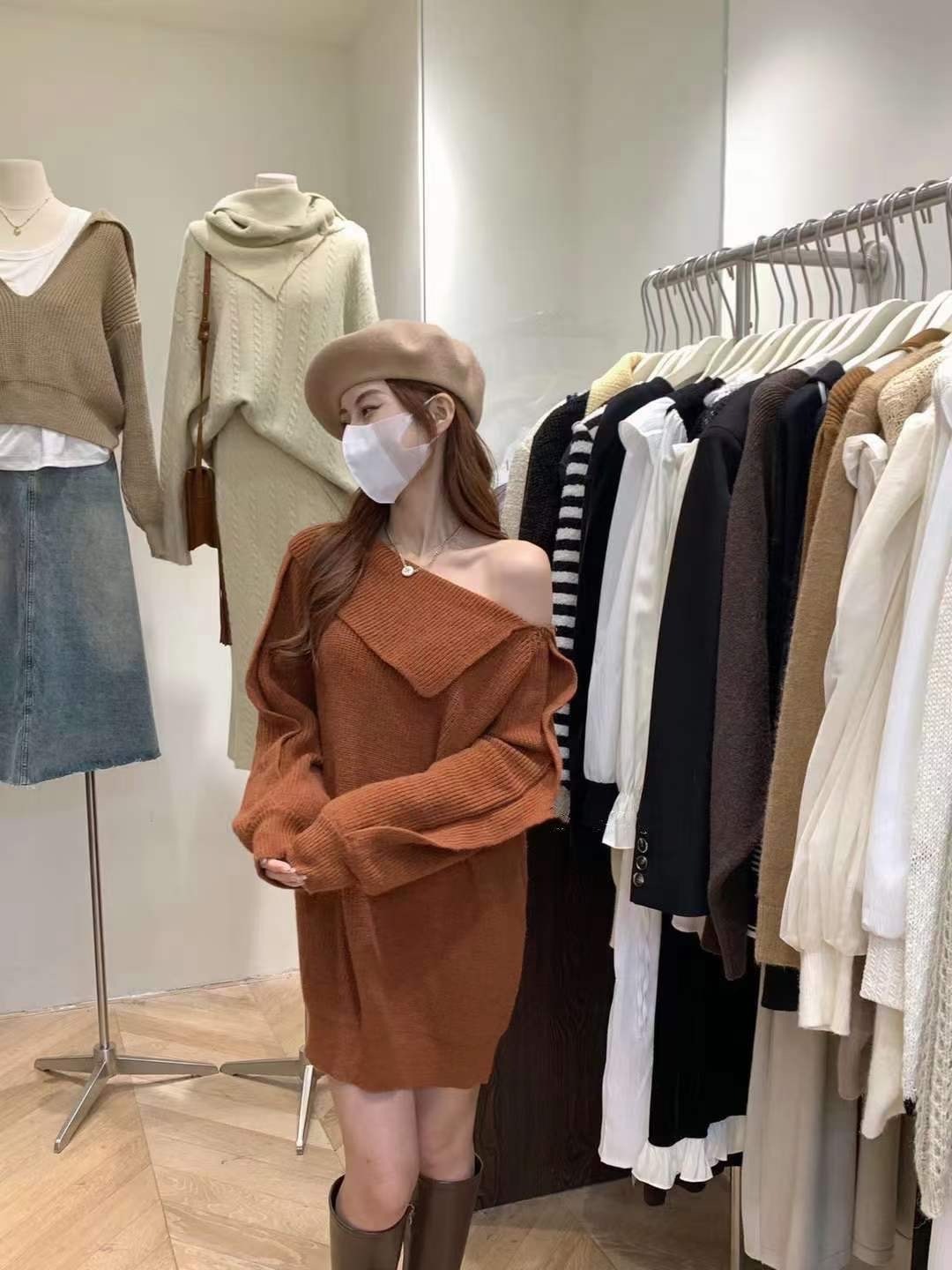 DR22W1232 一字膊顯瘦連身裙