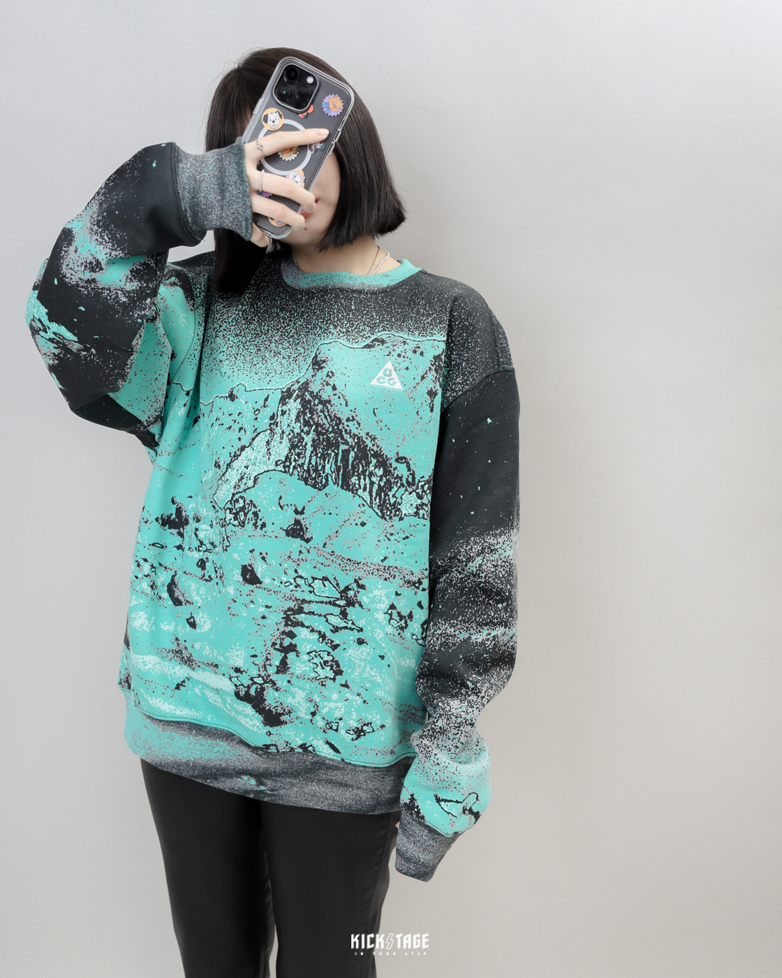 **特價商品售出不退換**男女款 NIKE ACG Therma-FIT CREW 薄荷綠 山脈印花 刺繡 內刷毛 重磅 衛衣 大學T【DQ5792-369】