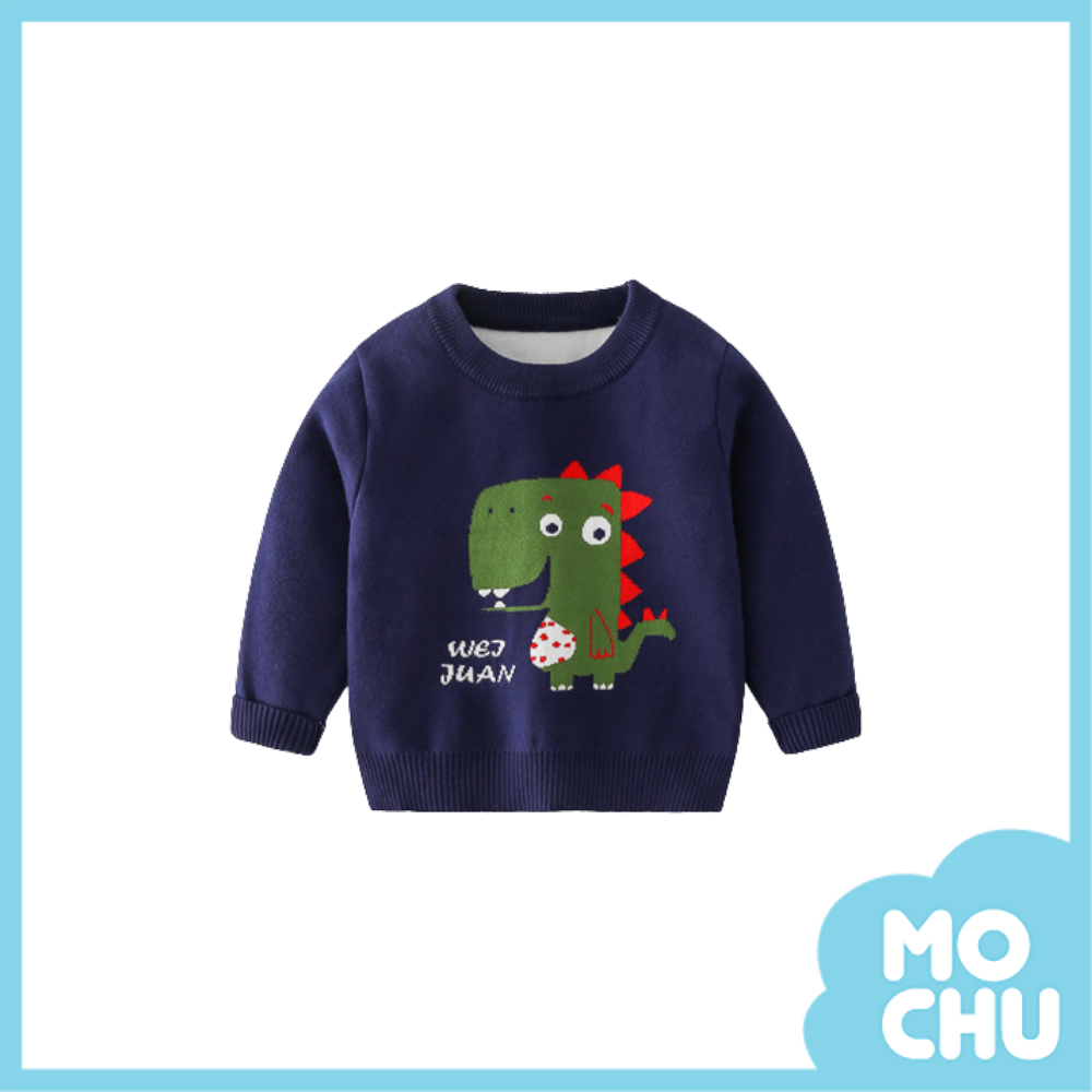 好奇小恐龍圓領毛衣(兩色)
