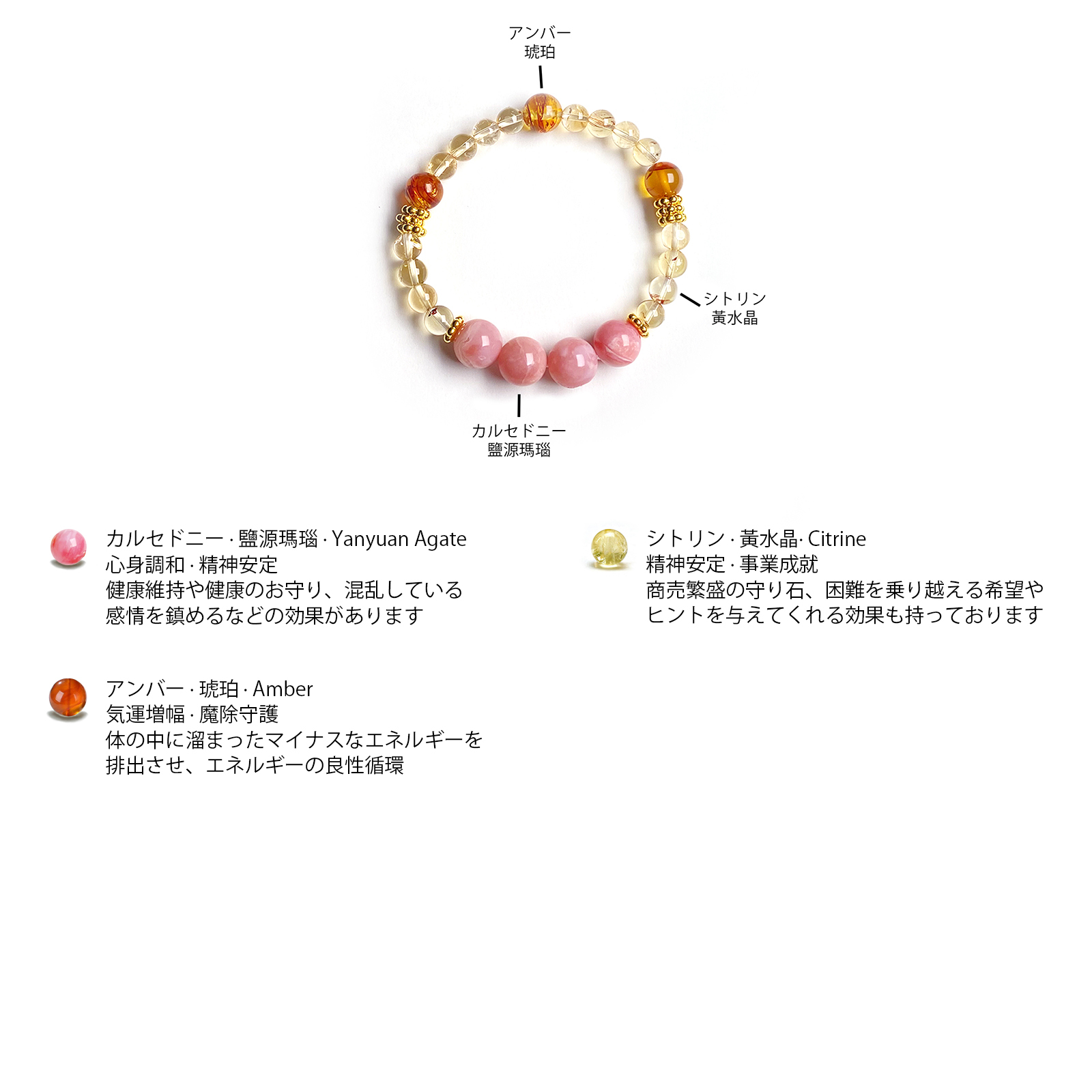 薔薇輝 人緣 水晶 手鍊 天然石 日本手作 2025新年 禮物
