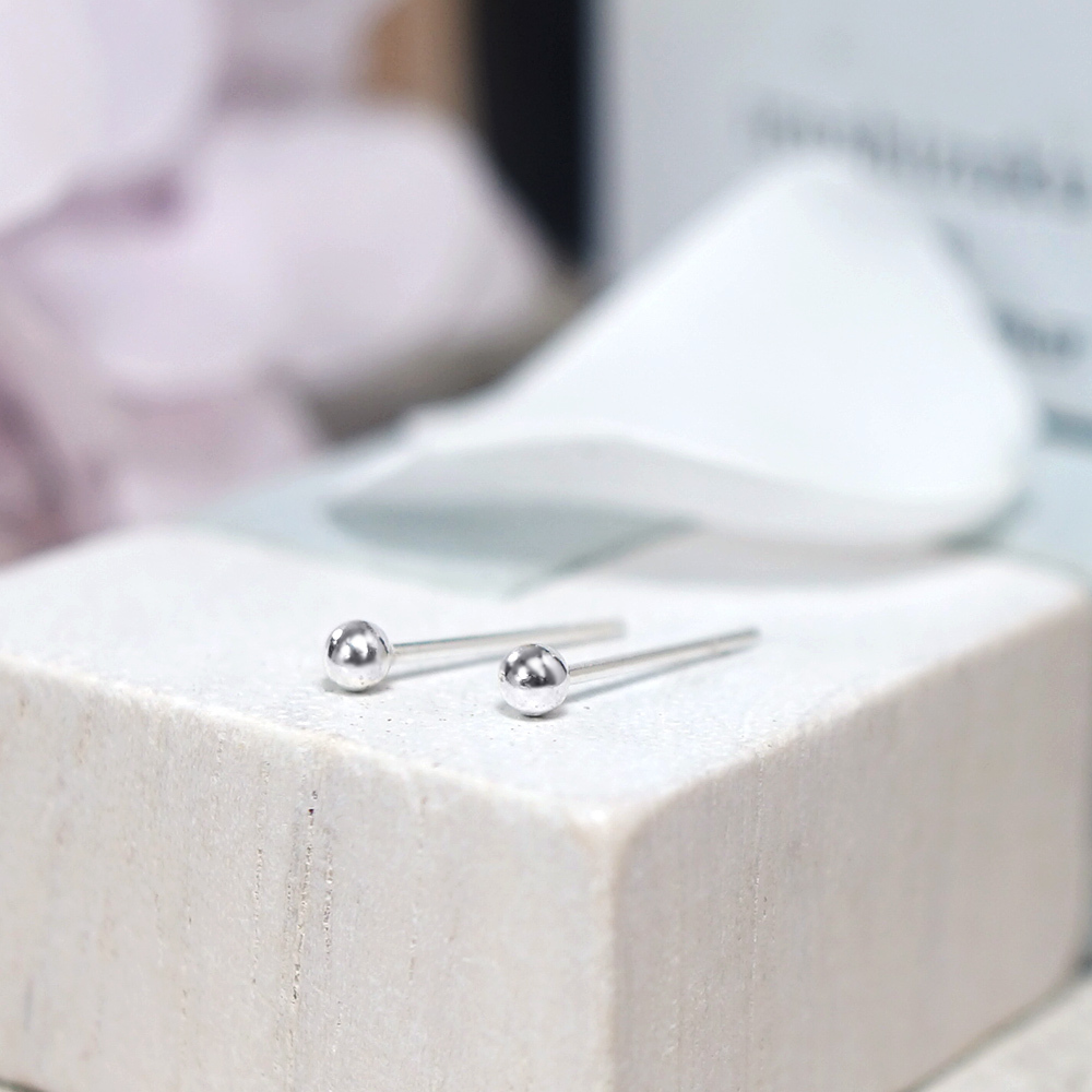 極簡銀珠耳環 亮面質感圓珠 925純銀針式耳環