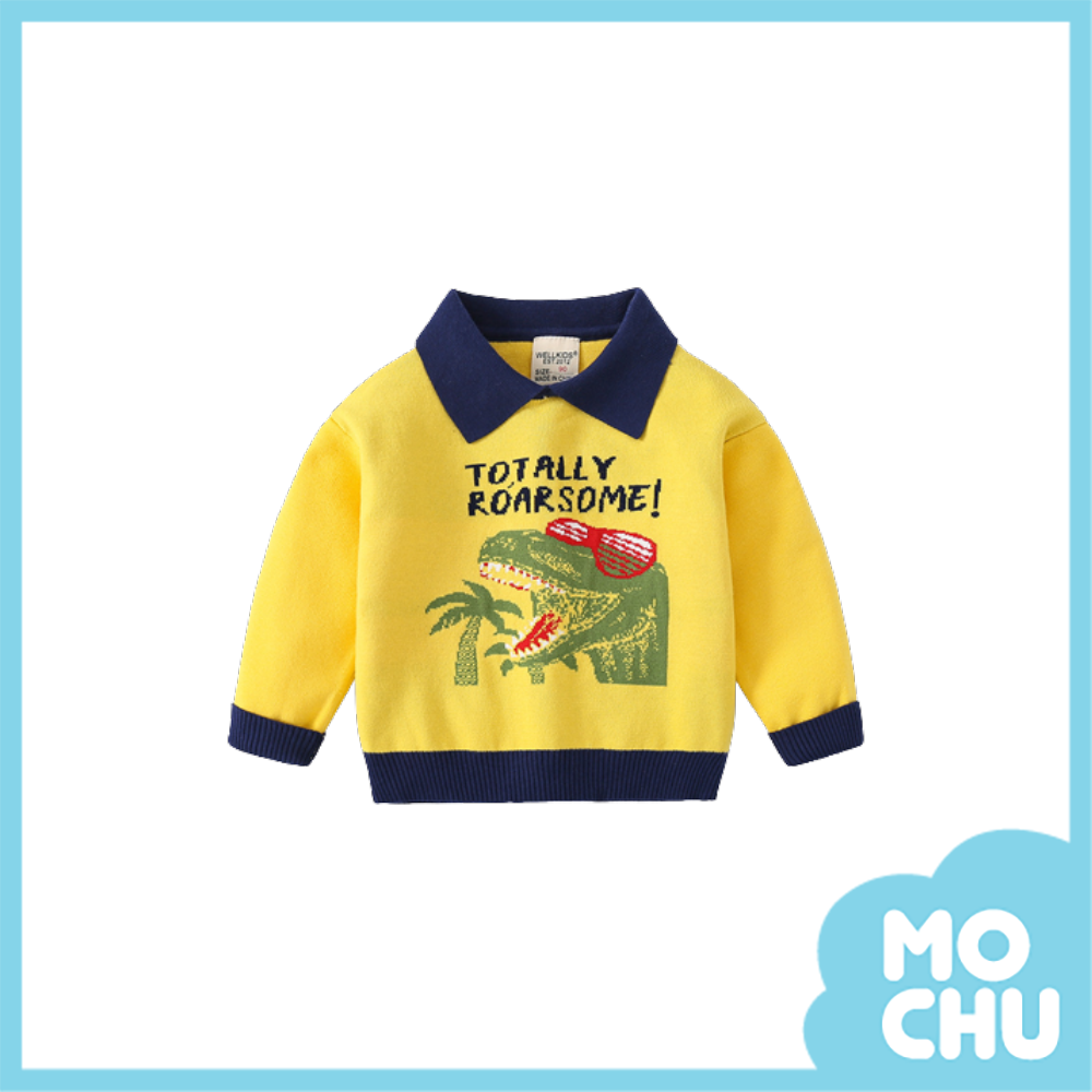 興奮恐龍翻領毛衣