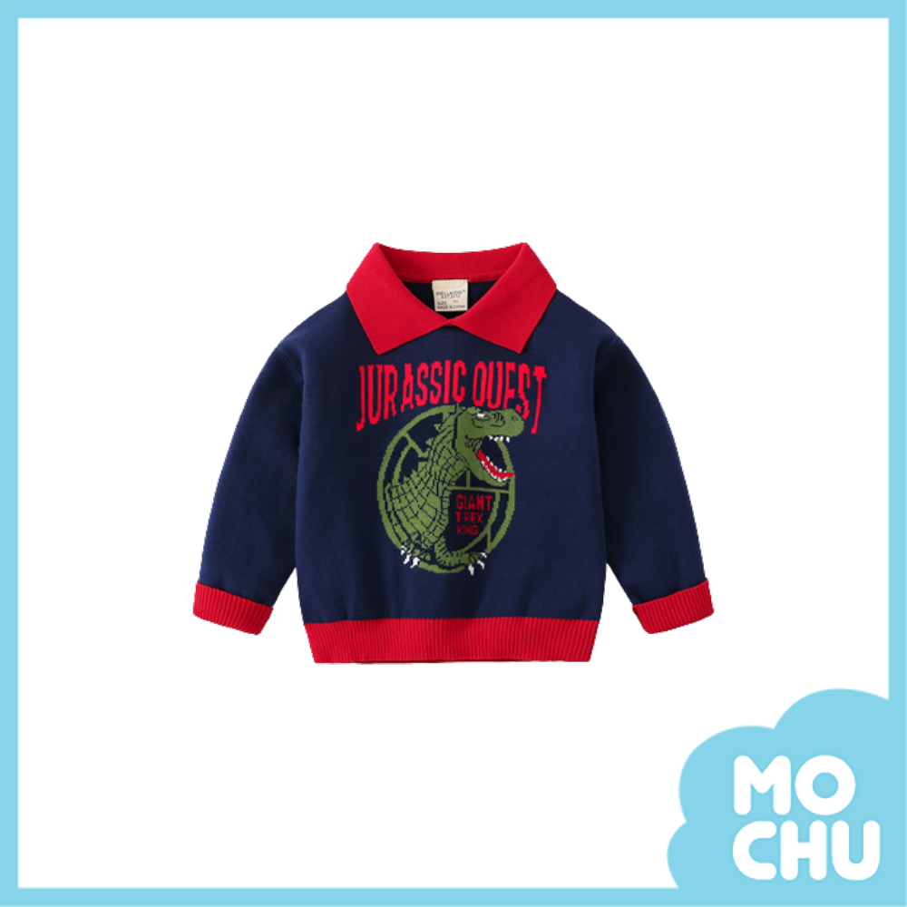 兇猛恐龍翻領毛衣