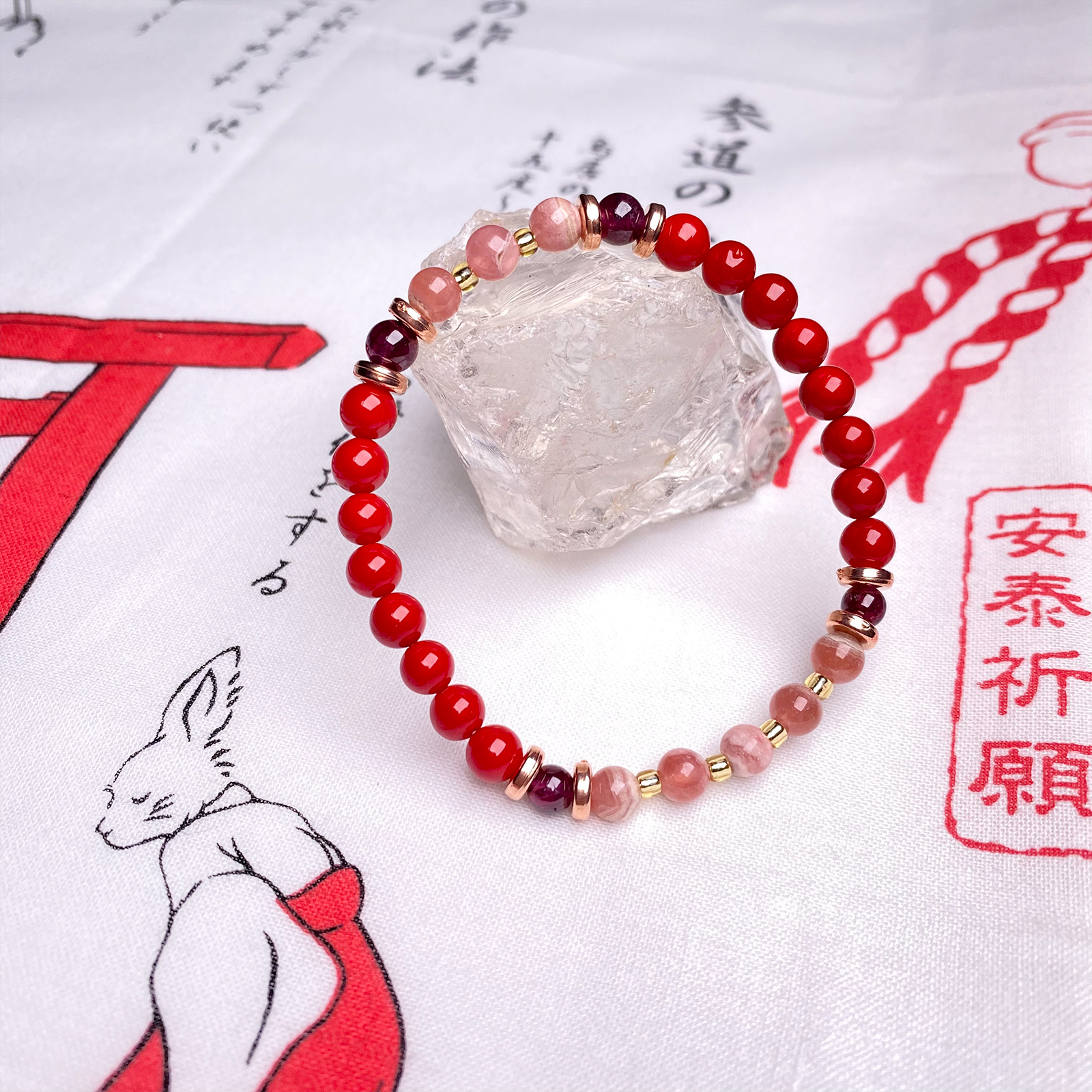 紅紋石 健康運 水晶 手鍊 天然石 日本手作 2025新年 禮物