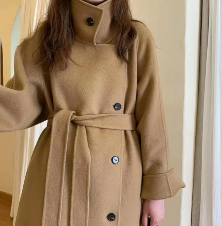 ᴷᴼᴿᴱᴬ 🇰🇷 時尚立領收腰氣質100%雙面手工羊毛外套