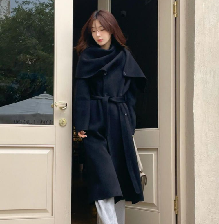 ᴷᴼᴿᴱᴬ 🇰🇷 韓國設計款圍巾式100%雙面手工羊毛外套 (四色)