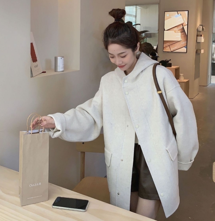 ᴷᴼᴿᴱᴬ 🇰🇷 小貴婦氣質米杏色100%羊毛外套