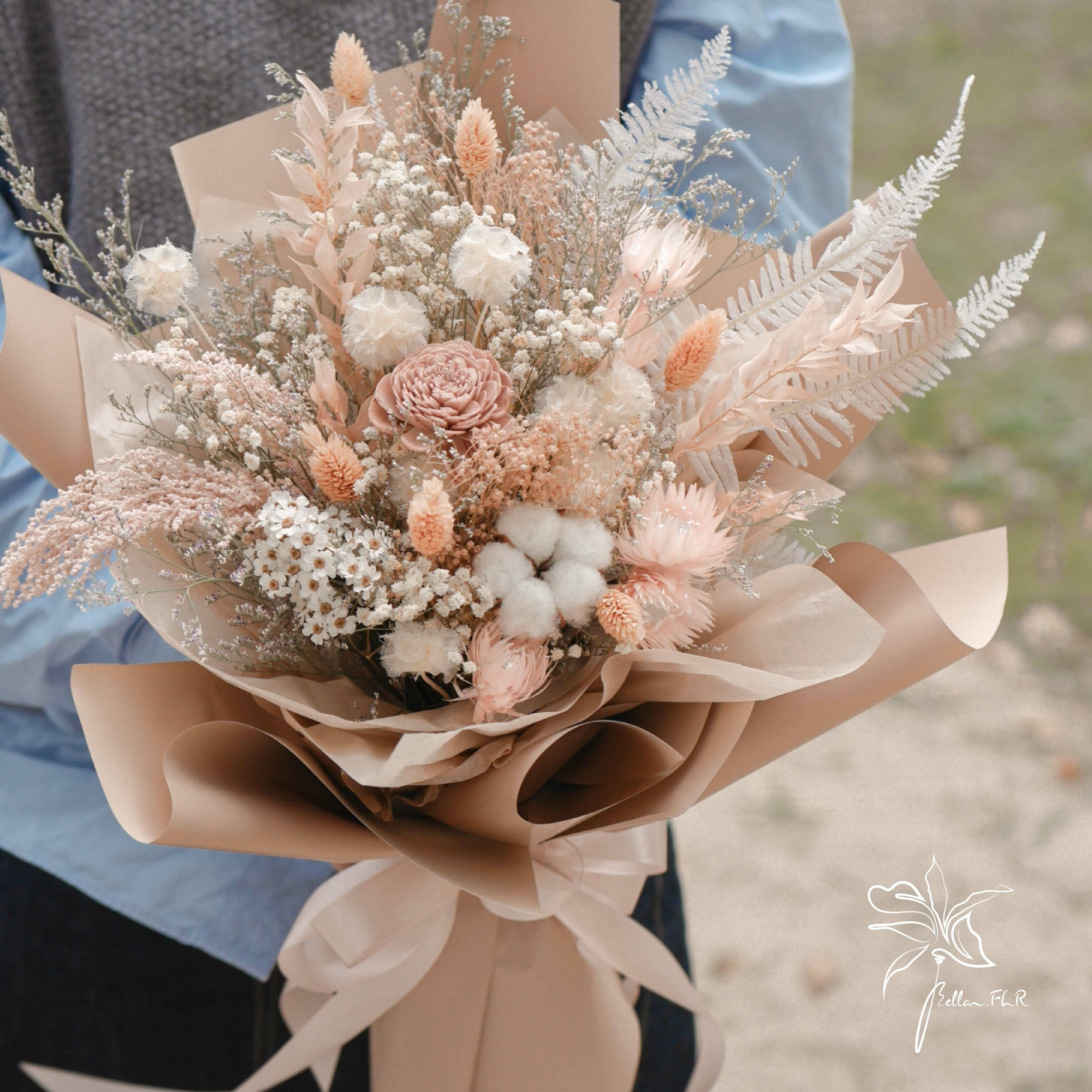 【香草瑪奇朵】中型乾燥花束