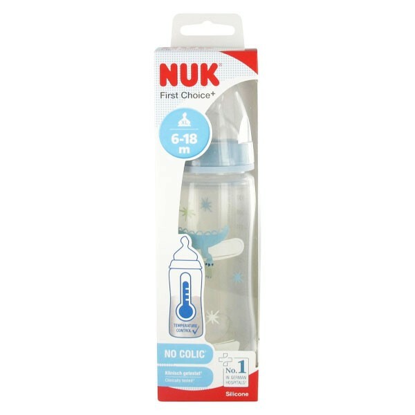 Nuk 嬰兒奶瓶 First Choice+ 溫控 +6m 藍色 360ml  “溫度控制”指示器的奶瓶