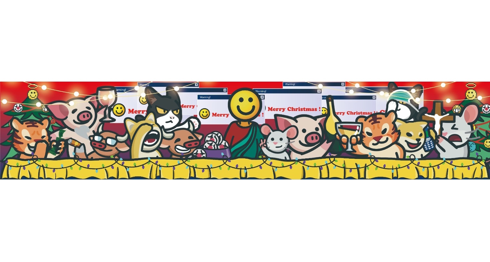 Crab x LIHKG 動物聖誕毛巾 最後的晚餐|banner掛巾|蟹貨倉自創產品|本土衣服品牌