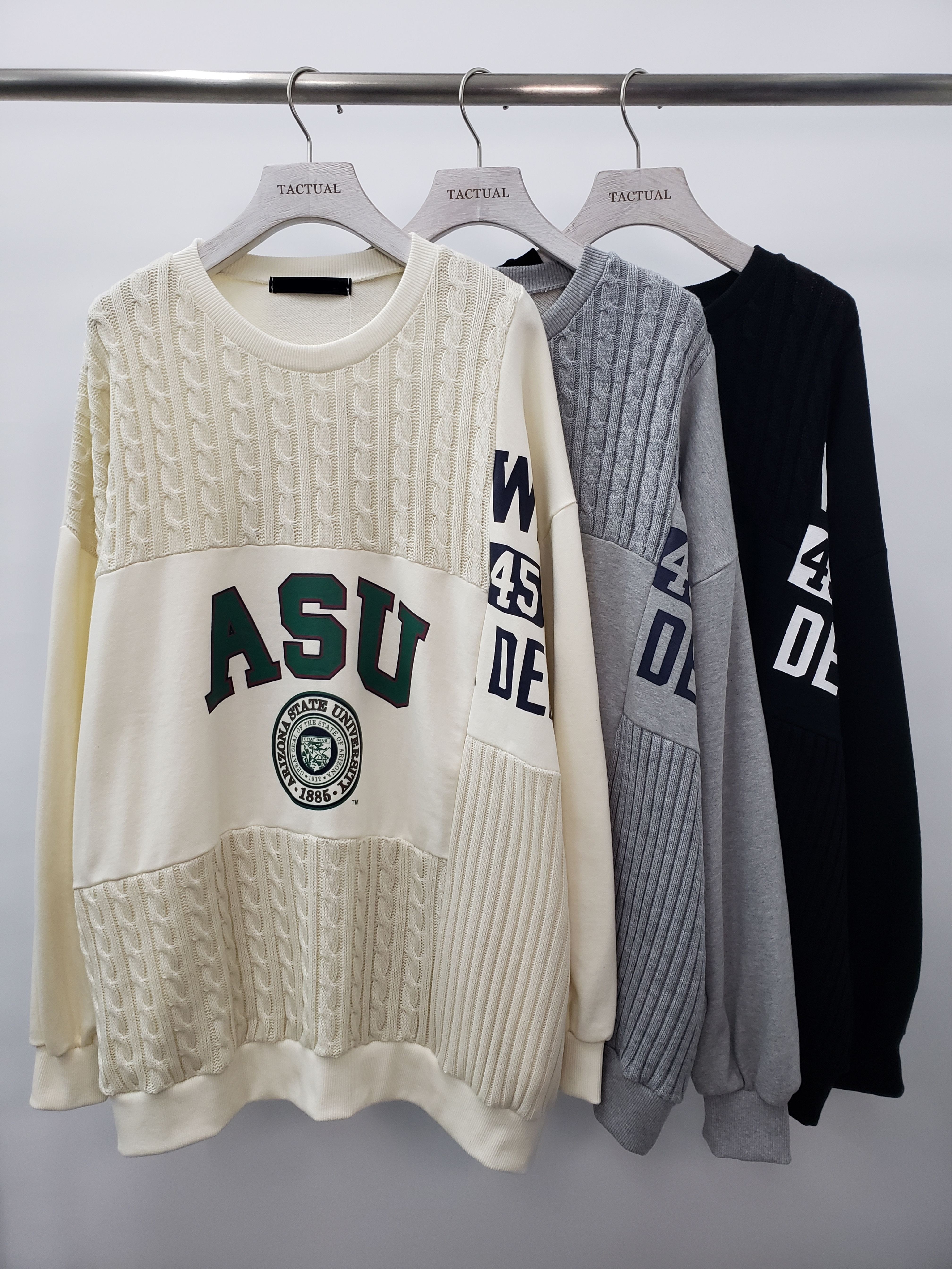 英文字拼布針織衫 WT12