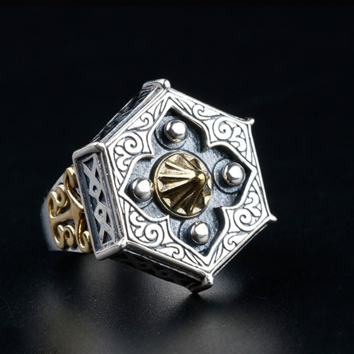 【ACTG011】曼陀羅花圖騰開口設計戒指