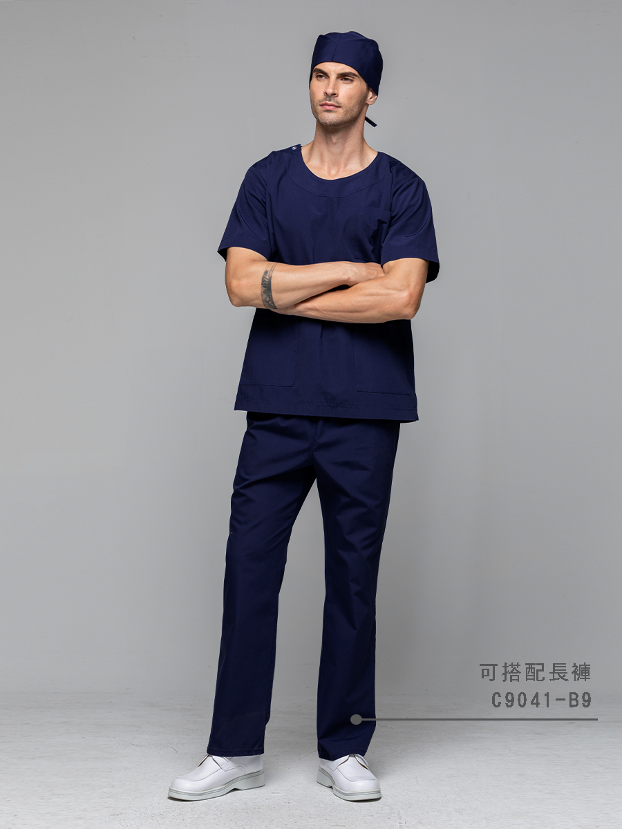 【 C9041-B9 】男鬆緊長褲-C經典布-深海藍